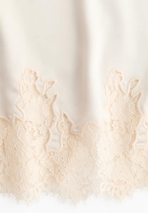 H&M - Lace-trimmed midi skirt - cream