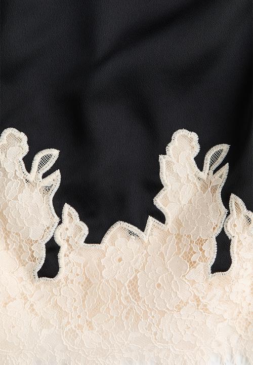 H&M - Lace-trimmed bandeau top - black/cream