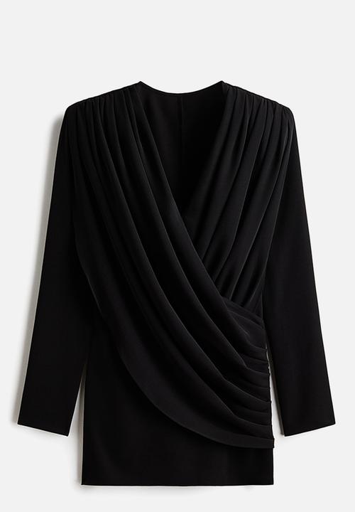 H&M - Draped wrap dress - black