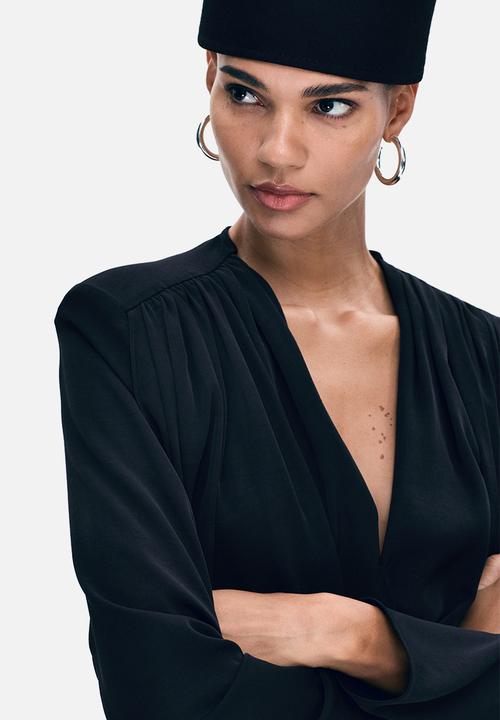 H&M - Draped wrap dress - black