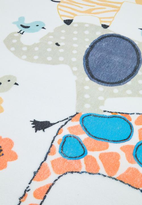 Pop Candy - Safari animals round rug 140cm - off white