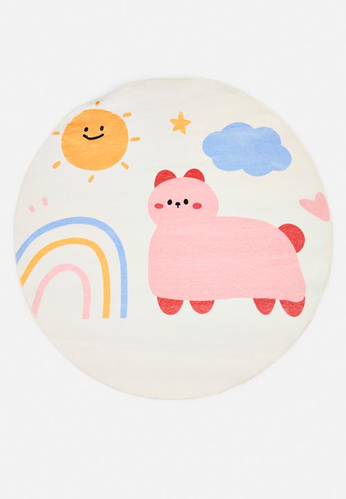 Pop Candy - Printed circular plush rug - off white/multi