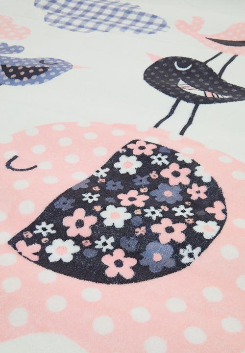 Pop Candy - Gingham patchwork rug - off white/multi/animals
