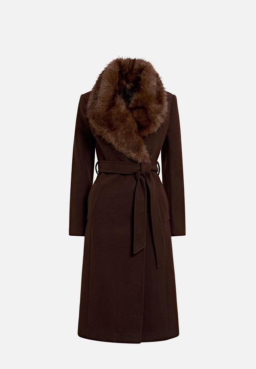 Forever New - Shelby Faux Fur Collar Coat in Chocolate
