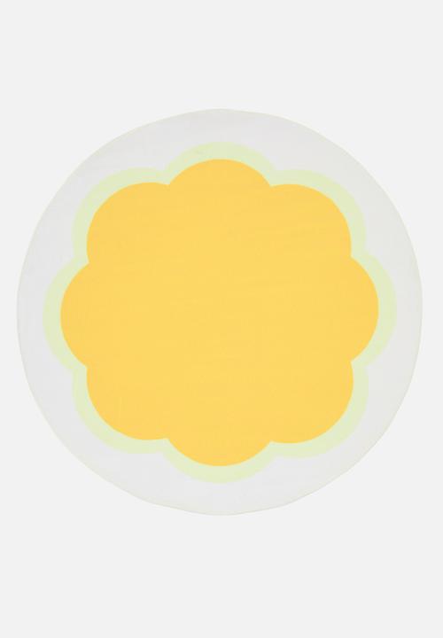 Pop Candy - Scallop-shaped placement rug - white/yellow