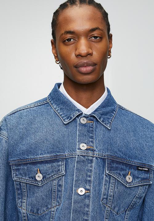 Steve Madden - Mens Dodge Denim Trucker Jacket - Mid Blue