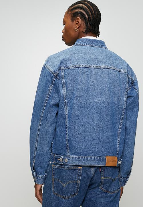 Steve Madden - Mens Dodge Denim Trucker Jacket - Mid Blue