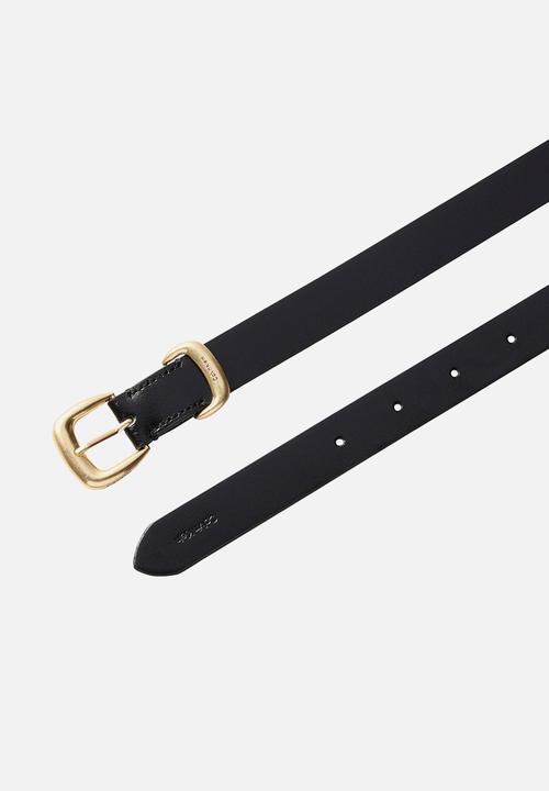 Calvin Klein - 2 Piece logo buckle belt 25mm - black/ antique light gold
