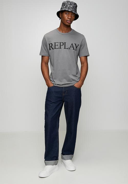 Replay - Jersey T-shirt With Logo Print - Grey