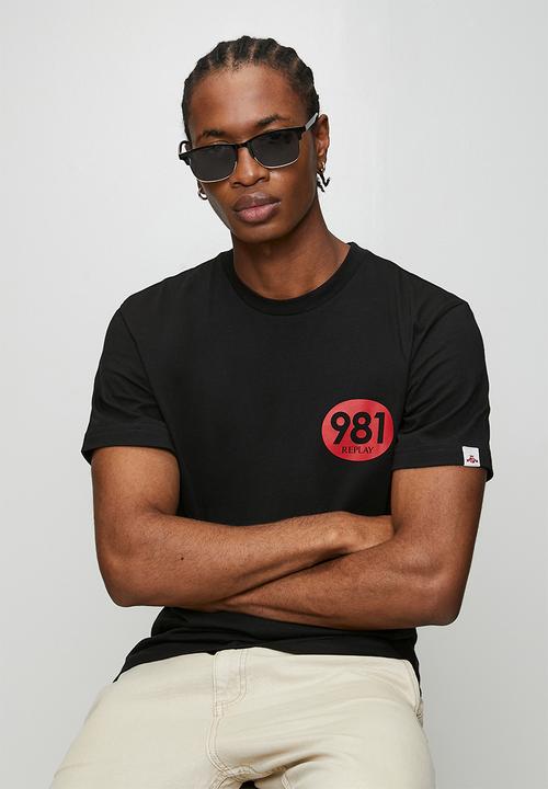 Replay - Racer Logo Cotton T-shirt - Black