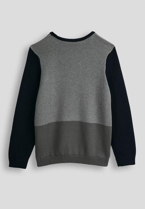 POLO - Boys trent colour blocked knit - grey
