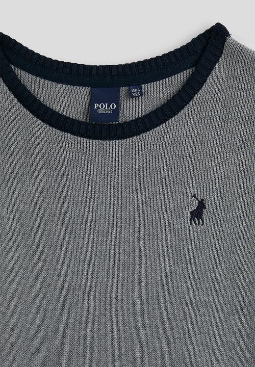 POLO - Boys trent colour blocked knit - grey