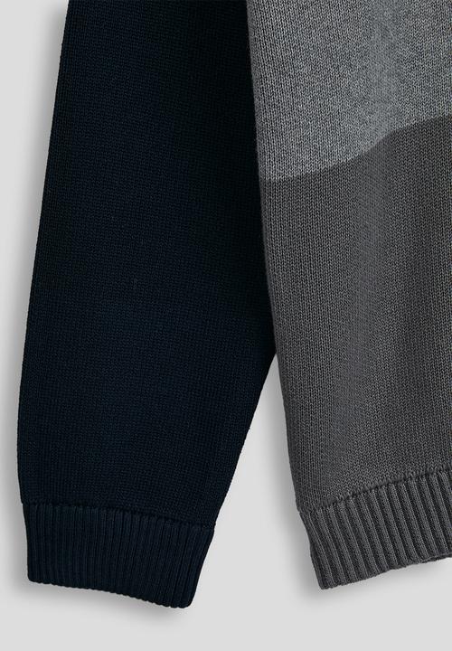POLO - Boys trent colour blocked knit - grey
