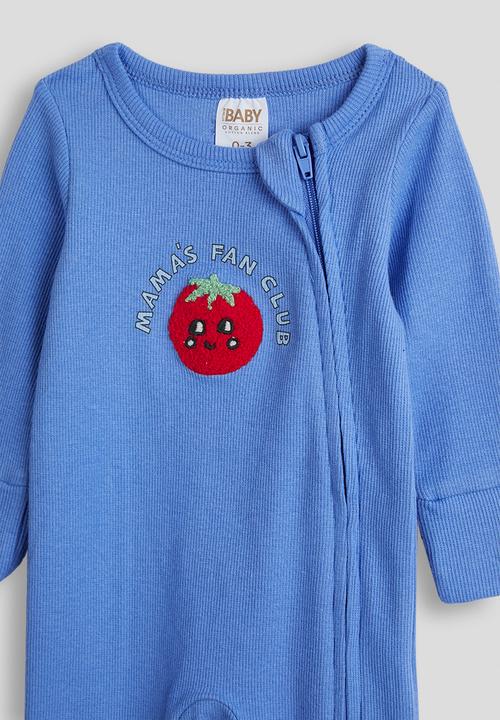 Cotton On - 2 Pack The Long Sleeve Zip Romper - Vanilla/Blue Bonnet Stripe & Mama'S Fan Club