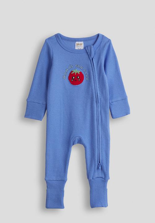 Cotton On - 2 Pack The Long Sleeve Zip Romper - Vanilla/Blue Bonnet Stripe & Mama'S Fan Club