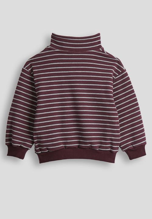Pop Candy - Knit zip-up sweatshirt - plum/grey stripe
