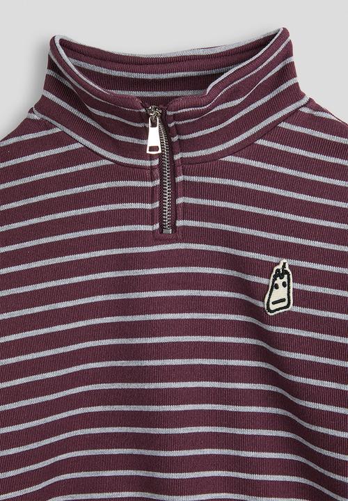 Pop Candy - Knit zip-up sweatshirt - plum/grey stripe