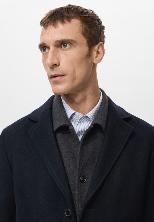 MANGO - Hake Lightweight Recycled Wool Coat - Navy