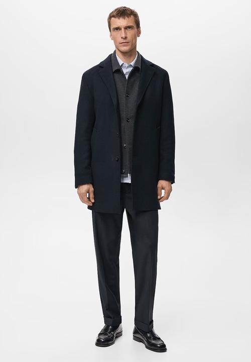MANGO - Hake Lightweight Recycled Wool Coat - Navy
