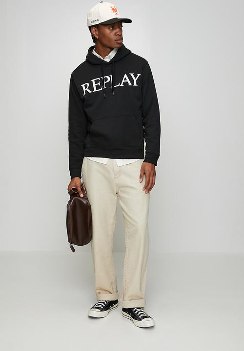 Replay - Brushed Fleece Hoodie - Black