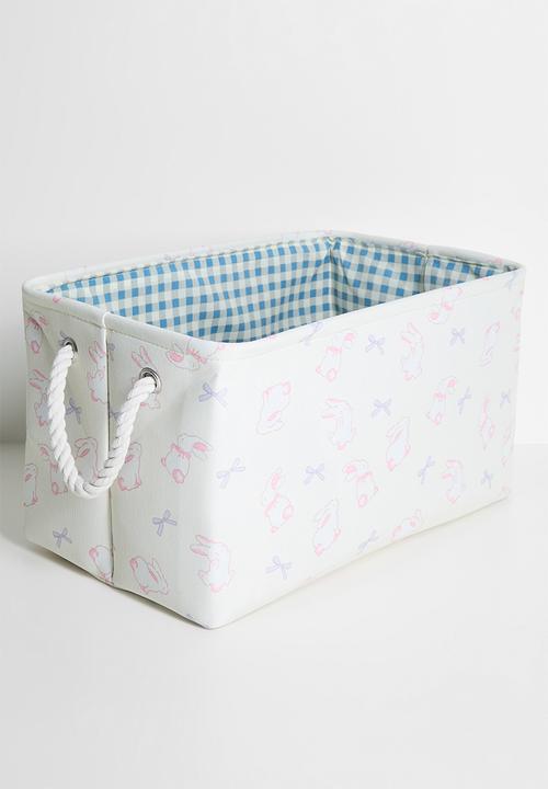 Pop Candy - Bunny aop fabric storage box - seashell/green gingham
