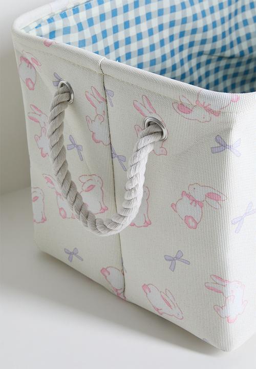 Pop Candy - Bunny aop fabric storage box - seashell/green gingham