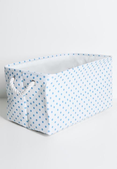 Pop Candy - Polka dot fabric storage box - white / blue