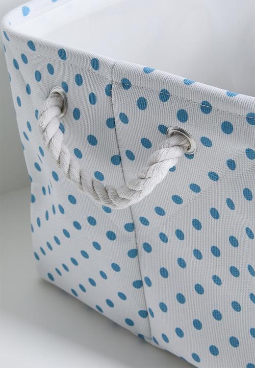 Pop Candy - Polka dot fabric storage box - white / blue