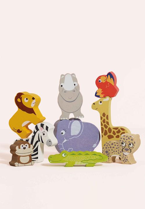 Le Toy Van - Wooden Stacking African Animals & Bag - 10pcs