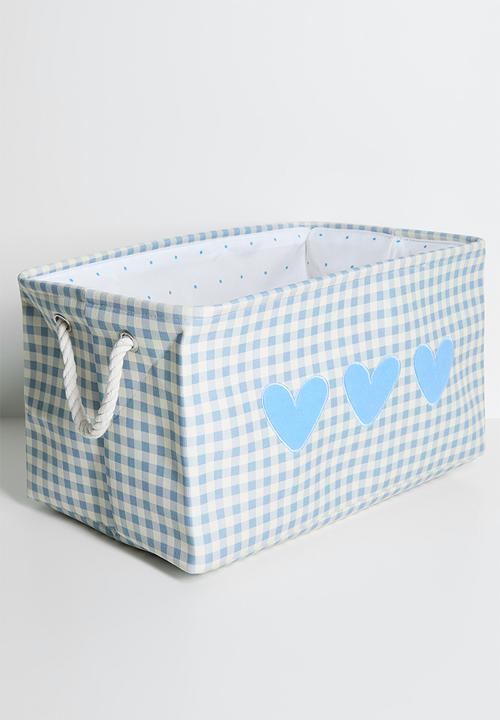 Pop Candy - Heart graphic fabric storage box - beige/blue