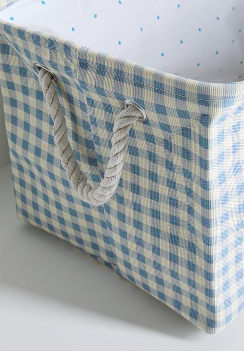 Pop Candy - Heart graphic fabric storage box - beige/blue