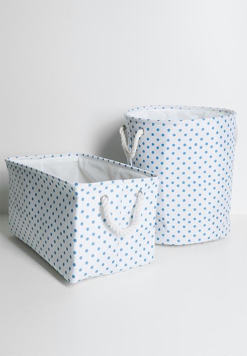 Pop Candy - Polka dot fabric laundry bag - white/blue