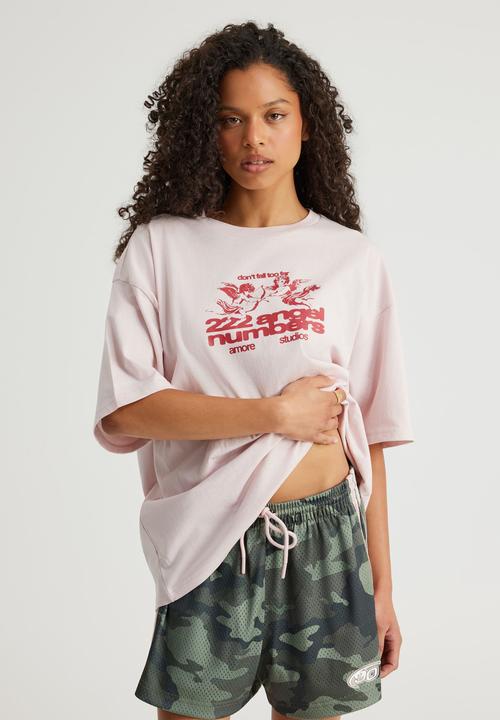 Factorie - Oversized Graphic Tee - Pink Dust/Amore Angels