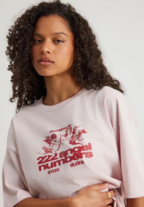 Factorie - Oversized Graphic Tee - Pink Dust/Amore Angels