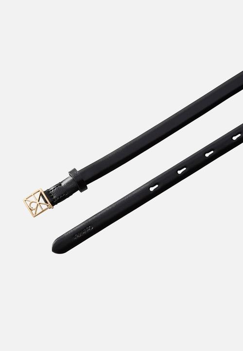 Calvin Klein - Emblem buckle 15mm fixed smooth - black / antique light gold