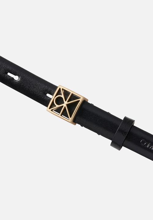 Calvin Klein - Emblem buckle 15mm fixed smooth - black / antique light gold