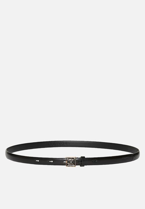 Calvin Klein - Emblem buckle 15mm fixed smooth - black / antique light gold
