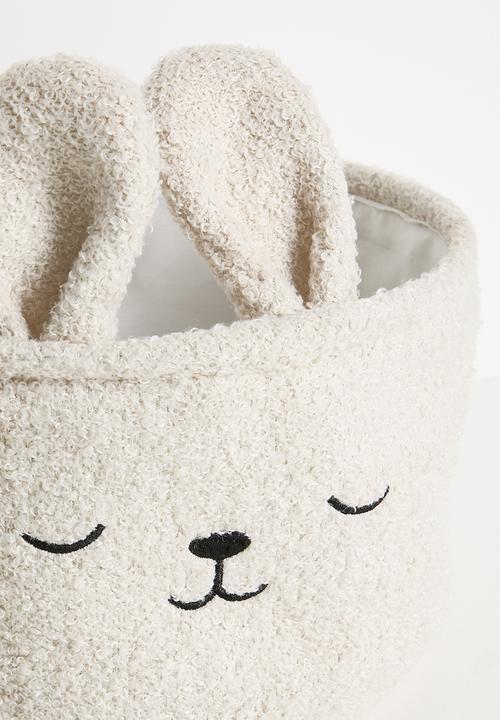 Pop Candy - Teddy fabric bunny storage bin - oatmeal