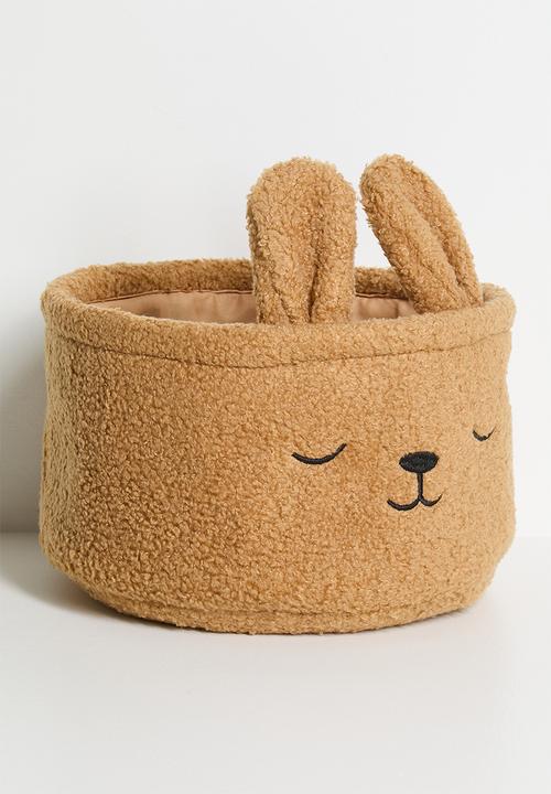 Pop Candy - Teddy fabric bunny storage bin - brown