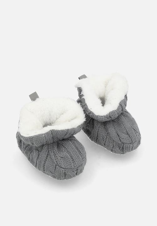 Pop Candy - Knitted baby booties - dark grey