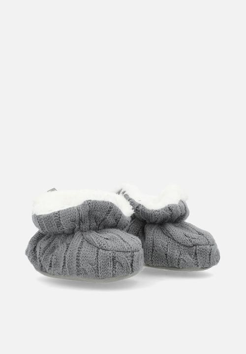 Pop Candy - Knitted baby booties - dark grey