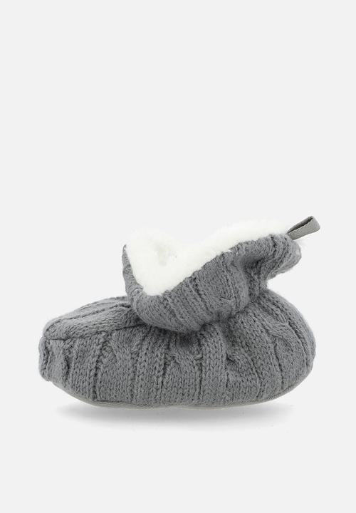 Pop Candy - Knitted baby booties - dark grey