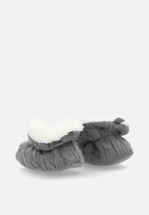 Pop Candy - Knitted baby booties - dark grey