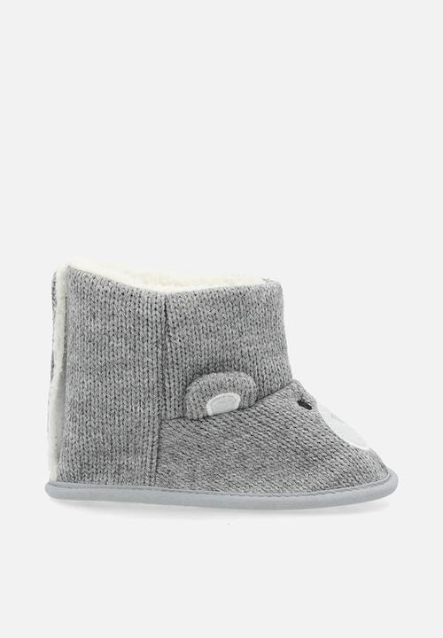 Pop Candy - Knit bear slipper boots - grey
