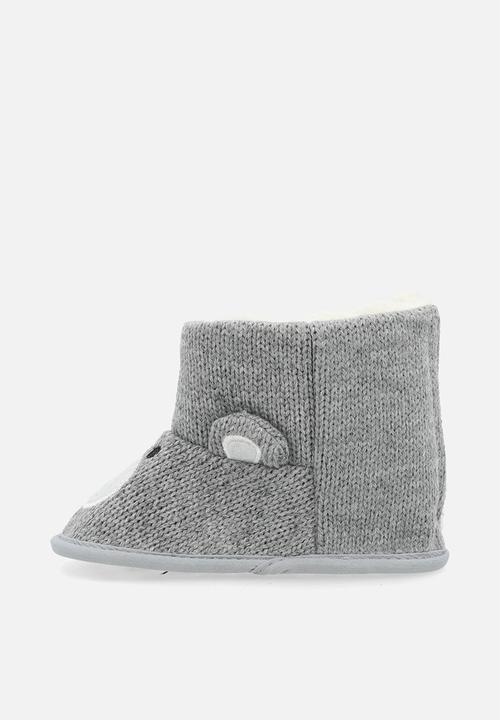 Pop Candy - Knit bear slipper boots - grey