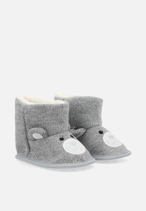 Pop Candy - Knit bear slipper boots - grey