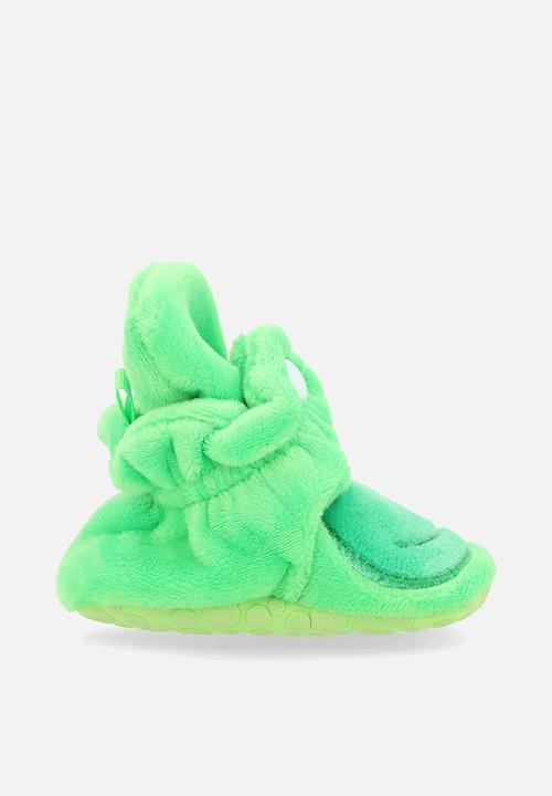 Pop Candy - Smiling frog slipper booties - green
