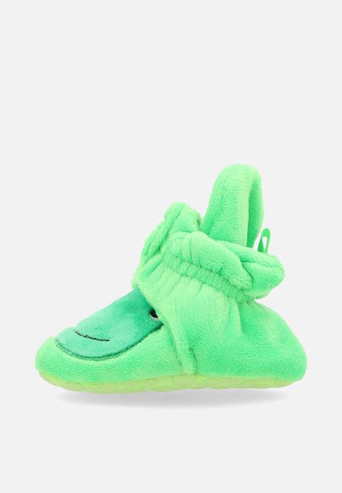 Pop Candy - Smiling frog slipper booties - green