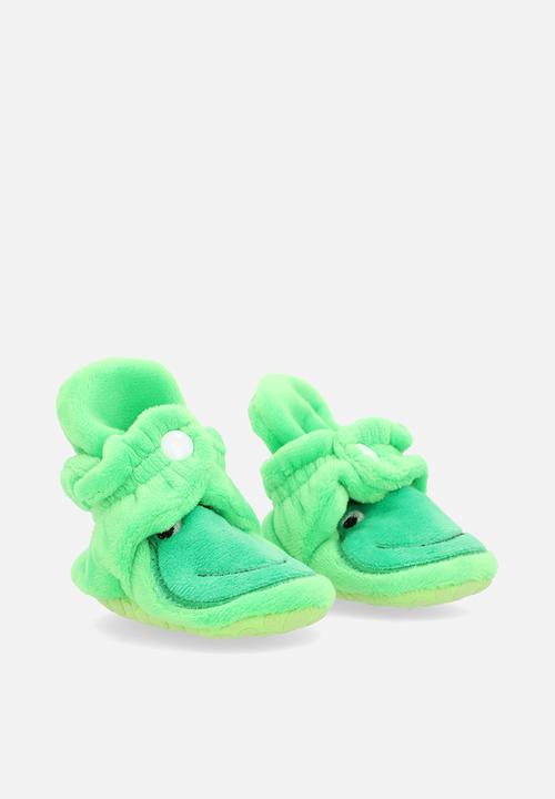 Pop Candy - Smiling frog slipper booties - green