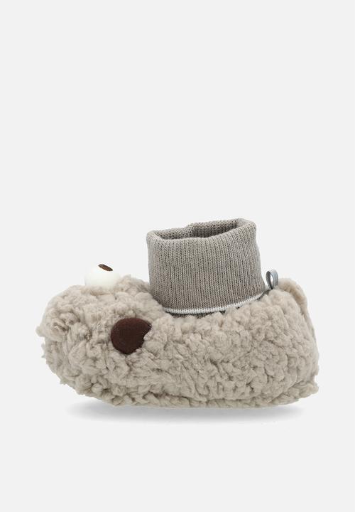 Pop Candy - Teddy fleece sock slippers - greige